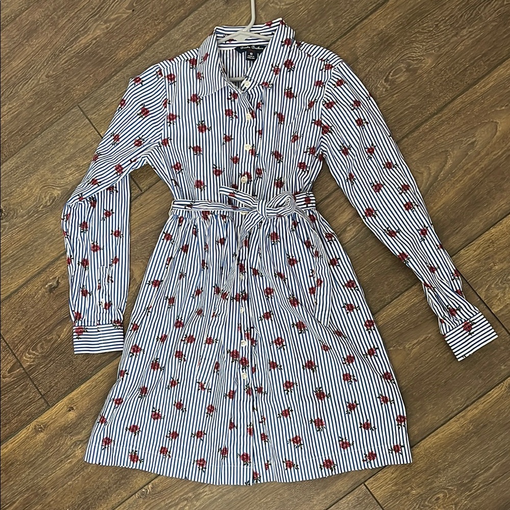 Brooks Brothers Girl’s Striped Button Down Floral Dress, Size 10